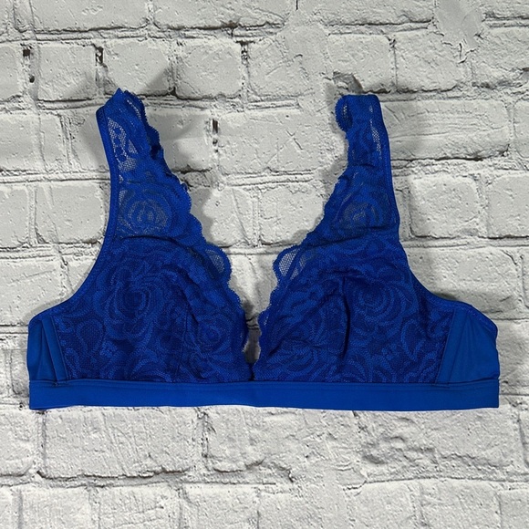 PINK Victoria's Secret Other - PINK Victoria's Secret Royal Blue Lace Plunge Bralette size Small